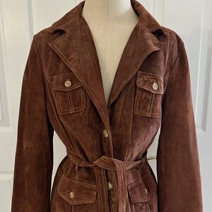 BeBe Chocolate Brown Suede Utility Jacket